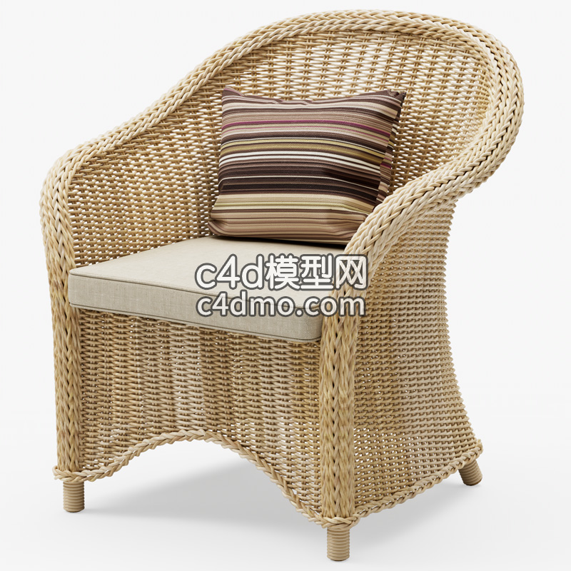 C4D模型 藤编椅 椅子